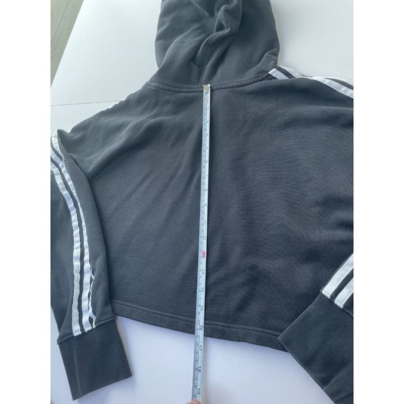 Adidas ADICOLOR CLASSICS CROP HOODIE M Black White Originals Cropped Trefoil - Picture 7 of 10